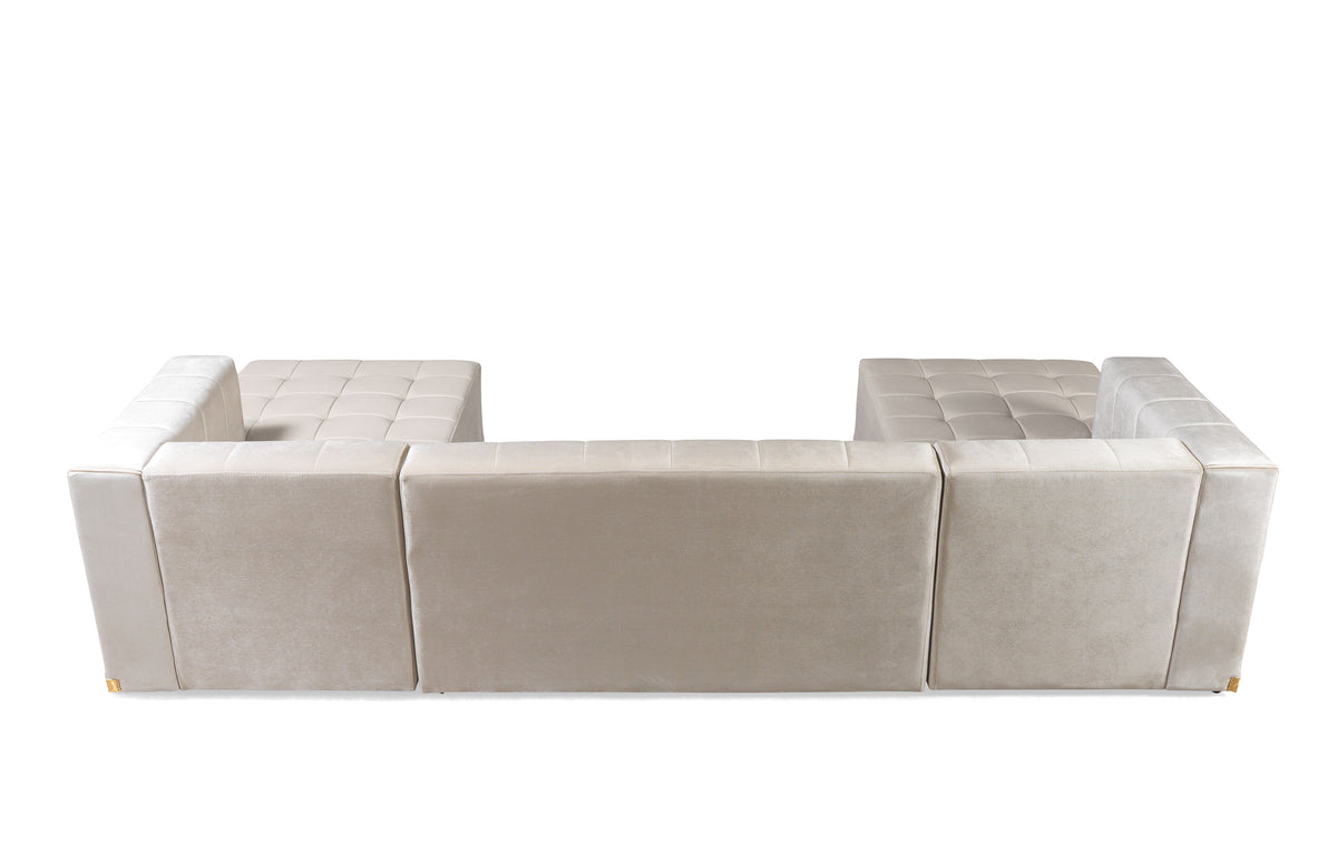 Elisha Ivory Velvet Double Chaise 130" Sectional [ETA: 10/10]