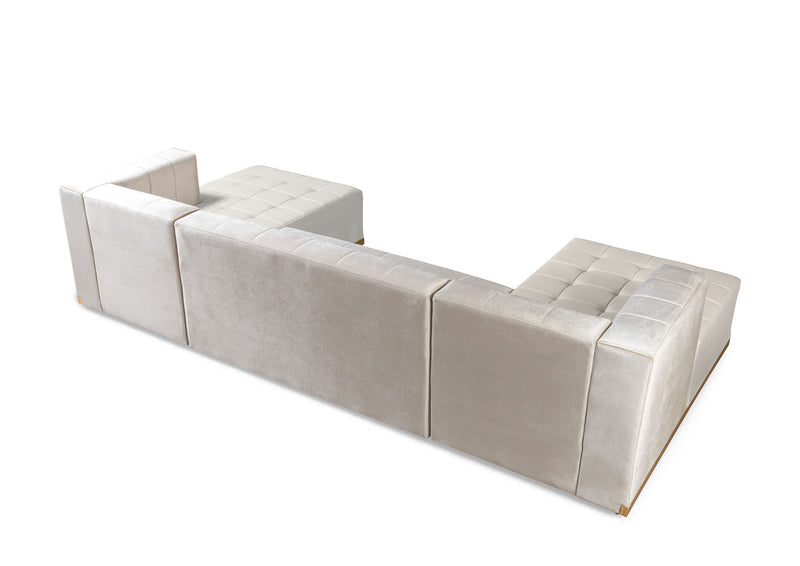 Elisha Ivory Velvet Double Chaise 140" Sectional