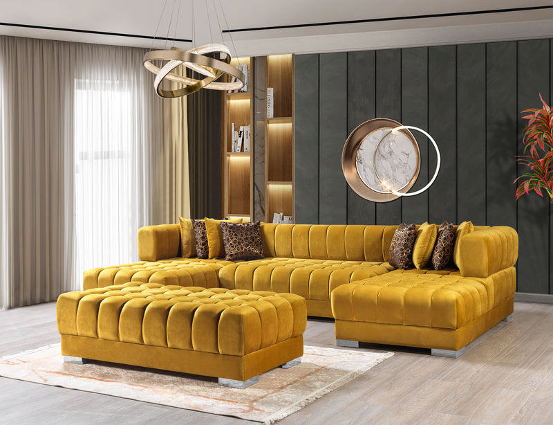 Ariana Mustard Velvet Double Chaise Sectional