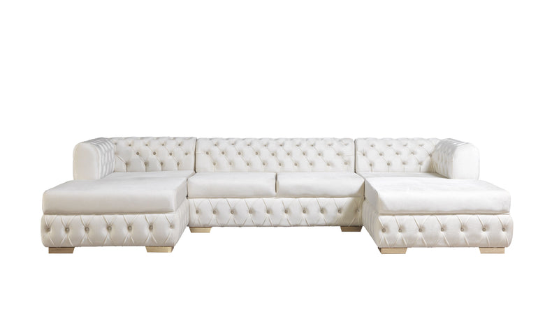 Matilda Ivory Velvet Double Chaise Sectional