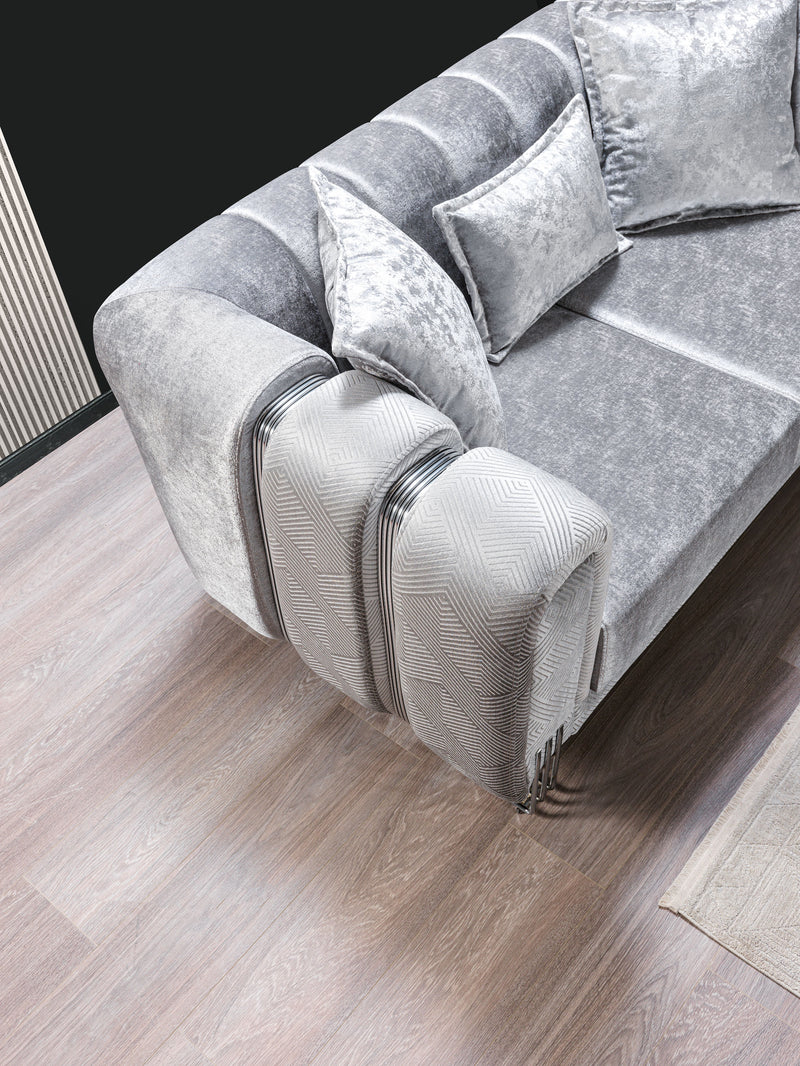 Silver velvet sofa bed discount