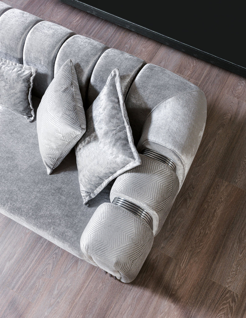 Santana Silver Velvet Sofa