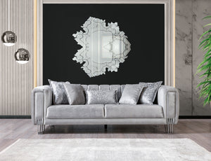 Santana Silver Velvet Sofa