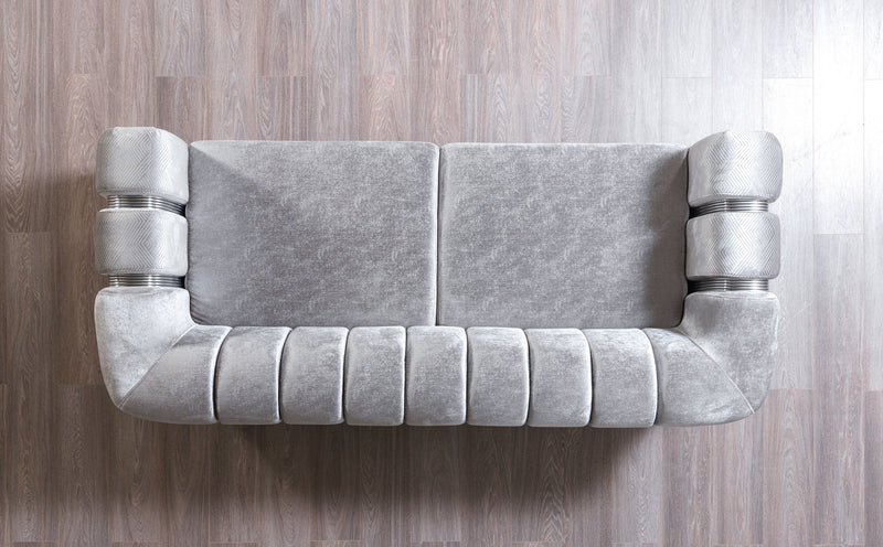 Santana Silver Velvet Sofa