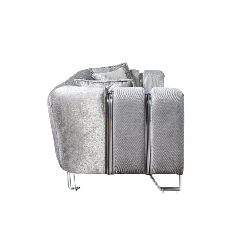 Santana Silver Velvet Sofa
