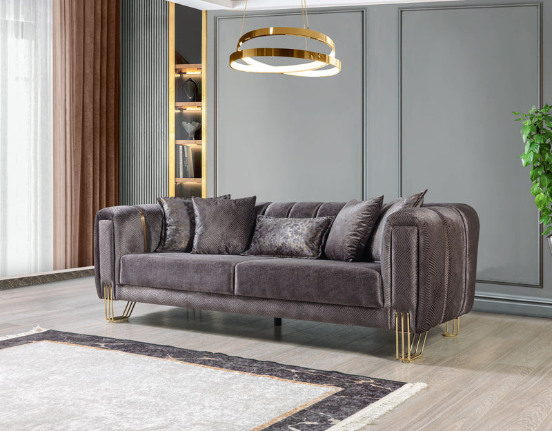 Santana Smoke Velvet Sofa 89" & Loveseat 69"