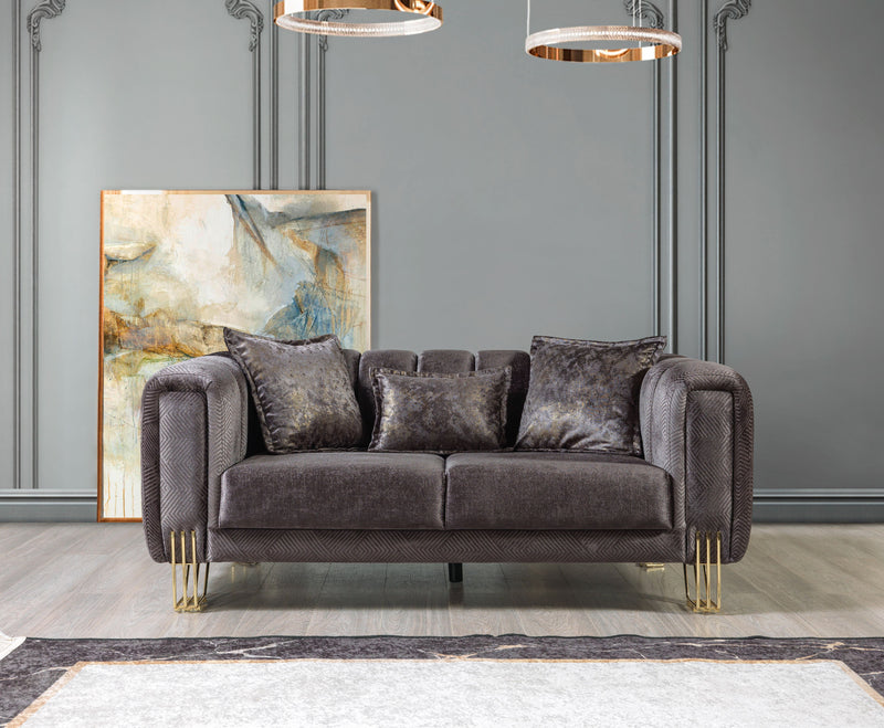 Santana Smoke Velvet Sofa 89" & Loveseat 69"