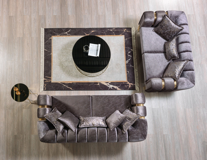 Santana Smoke Velvet Sofa 89" & Loveseat 69"