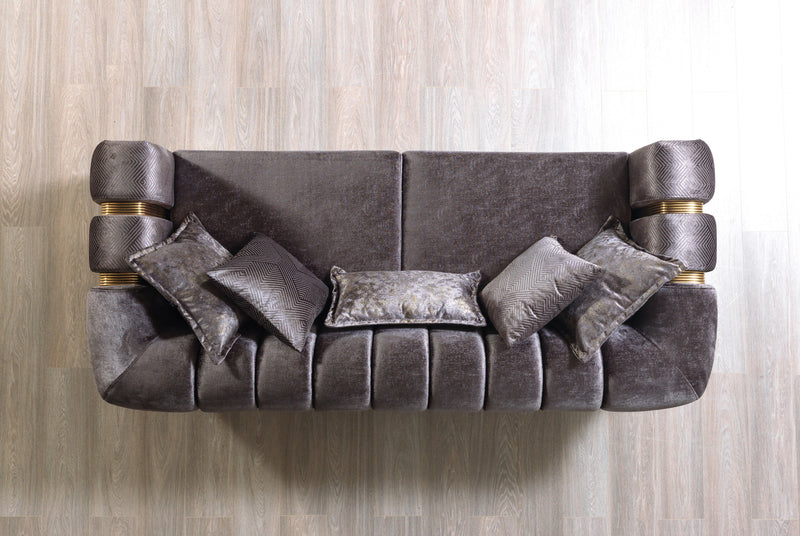 Santana Smoke Velvet Sofa 89" & Loveseat 69"