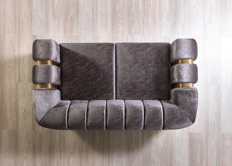 Santana Smoke Velvet Sofa 89" & Loveseat 69"