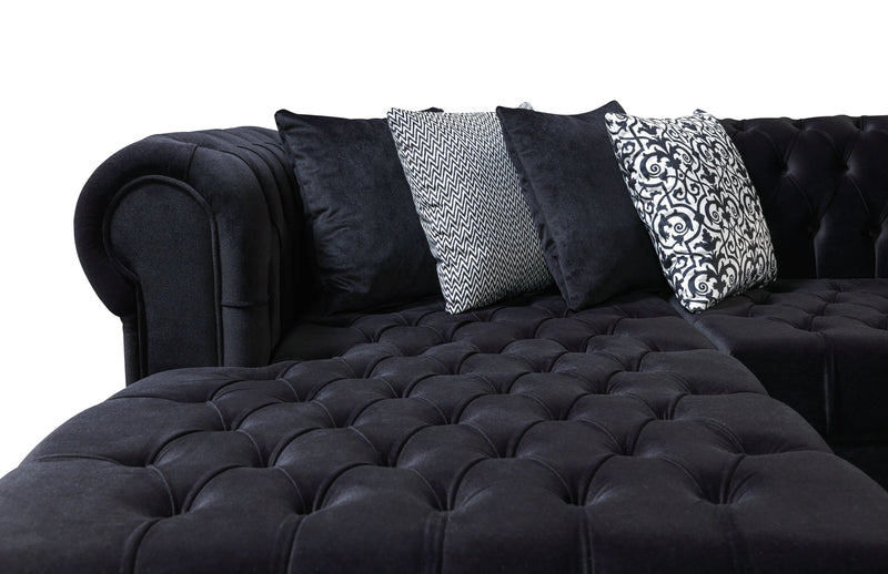 Lauren Black Velvet Double Chaise Sectional