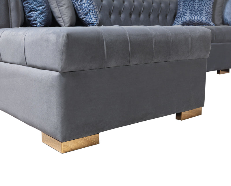 Lauren Gray Velvet Double Chaise Sectional