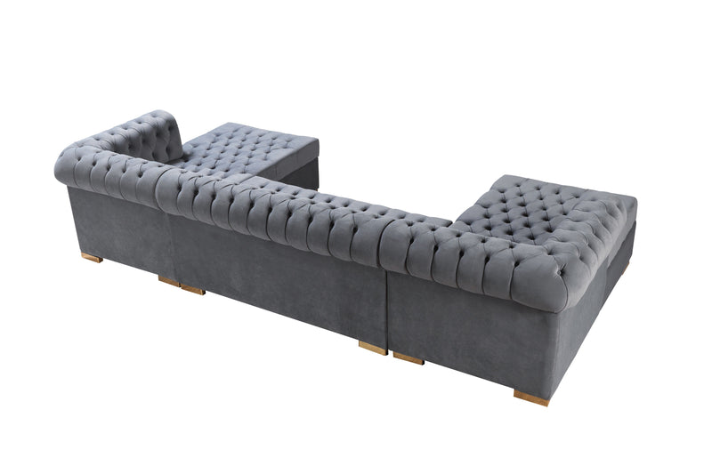 Lauren Gray Velvet Double Chaise Sectional