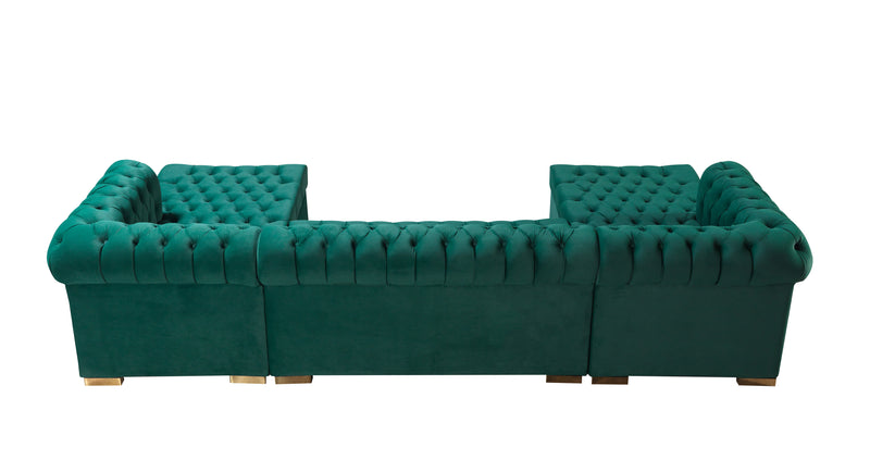 Lauren Green Velvet Double Chaise Sectional