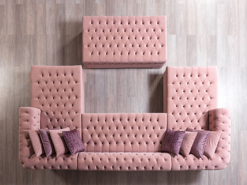 Lauren Pink Velvet Double Chaise Sectional