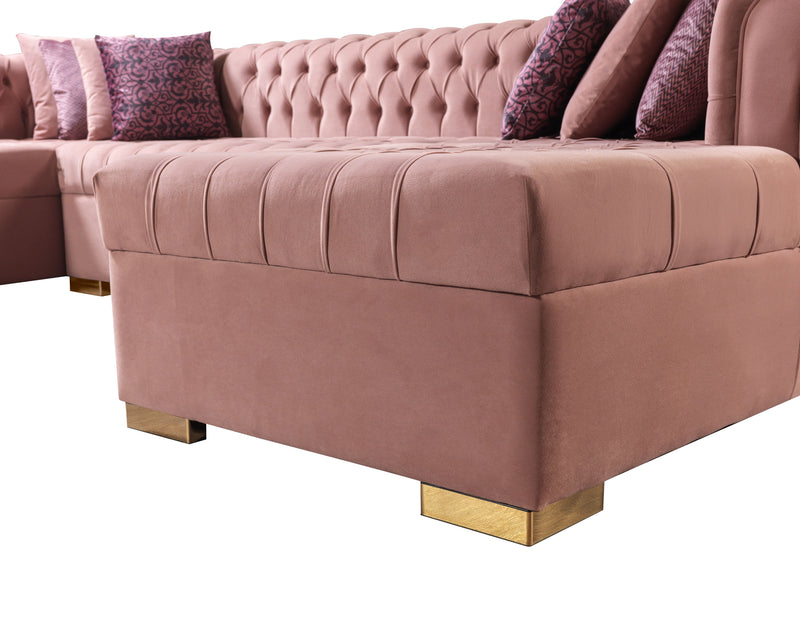 Lauren Pink Velvet Double Chaise Sectional