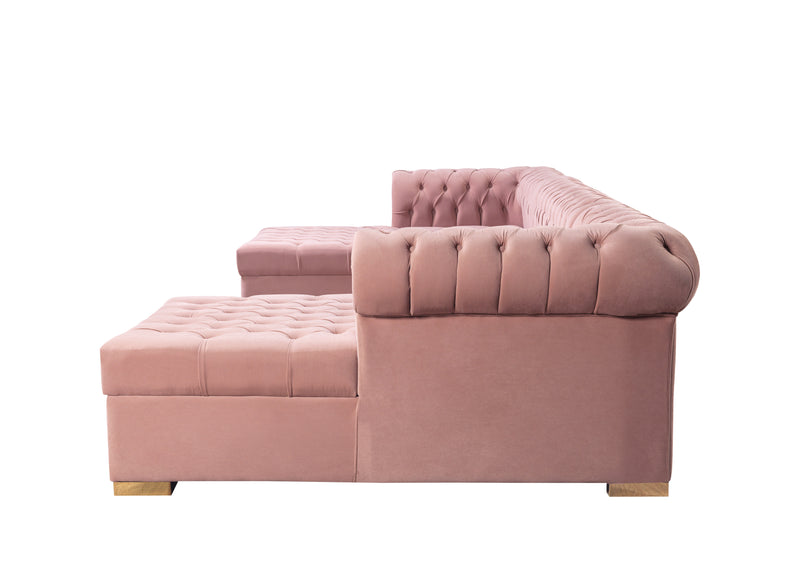 Lauren Pink Velvet Double Chaise Sectional