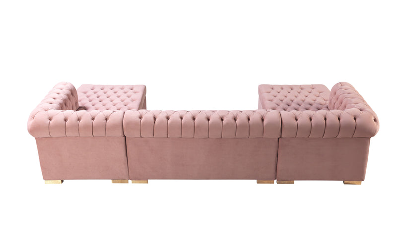 Lauren Pink Velvet Double Chaise Sectional