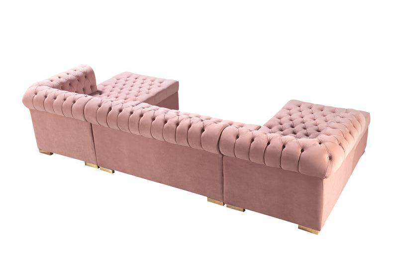 Lauren Pink Velvet Double Chaise Sectional