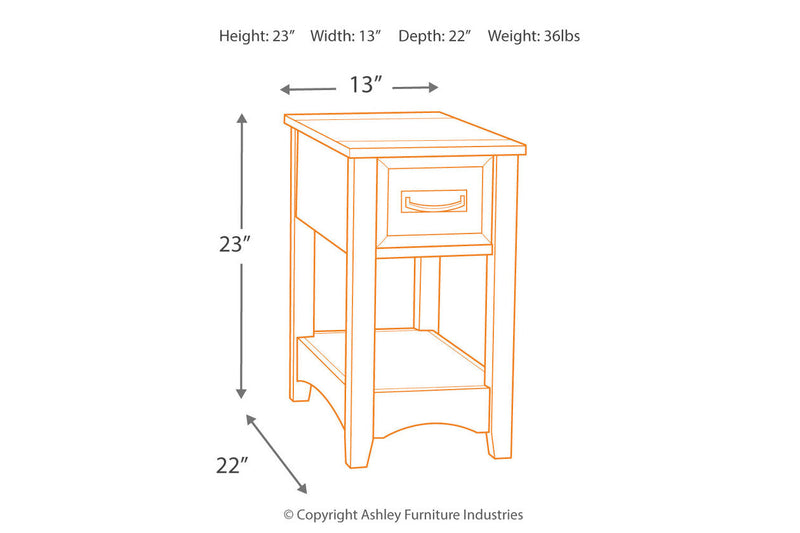 Breegin Brown Chairside End Table - T007-319 - Nova Furniture