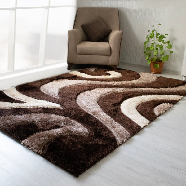 3D Shaggy BROWN-BEIGE Area Rug - 3D555 – Nova Furniture