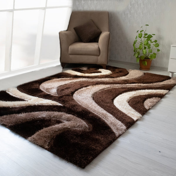 3D Shaggy BROWN Area Rug - 3D444 – Nova Furniture