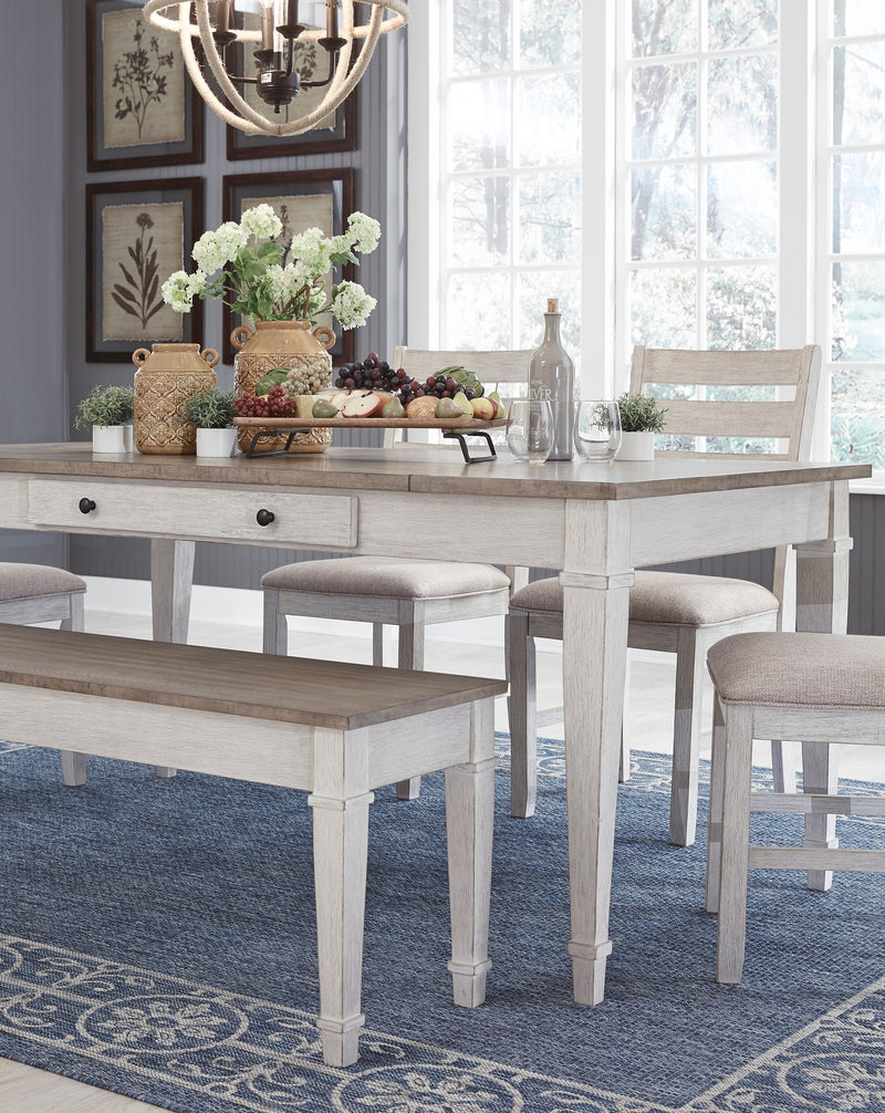 Skempton White/Light Brown Rectangular Dining Set - SET | D394-25 | D394-01(2) - Nova Furniture