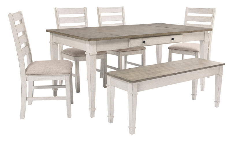Skempton White/Light Brown Rectangular Dining Set - SET | D394-25 | D394-01(2) - Nova Furniture